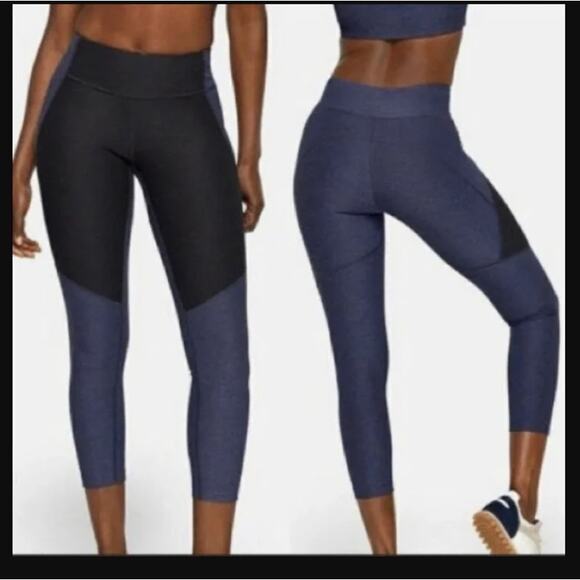 Outdoor Voices Womens Colorblock Athletic Leggings Size Medium Blue Black - Picture 1 of 4